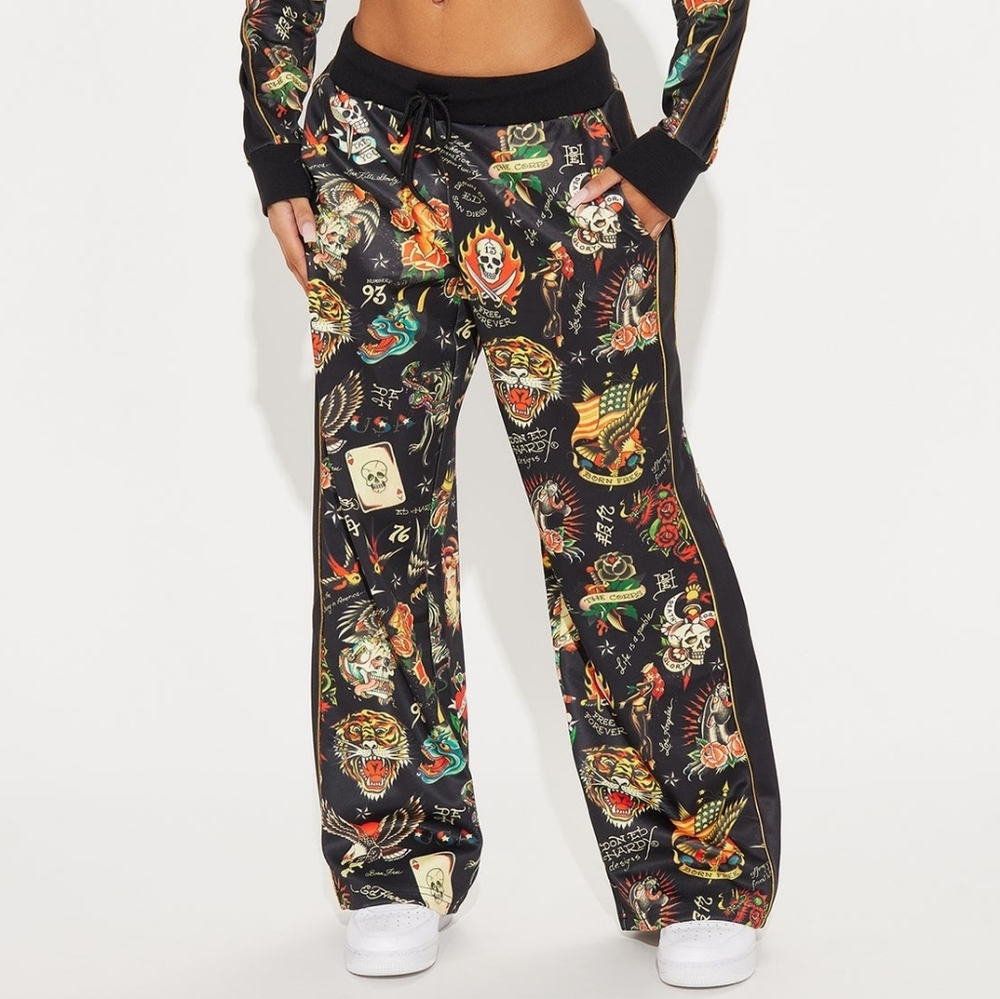 Ed Hardy❤️‍🔥 Tattoo Embroidered Track Pant Size S